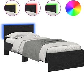 vidaXL Cadru de pat Stejar Negru 75 x 190 cm Lemn compozit