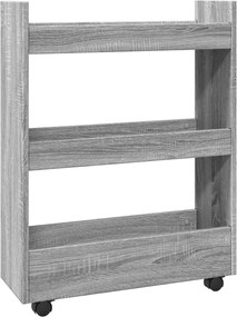 vidaXL Cărucior depozitare îngust 3 niveluri sonoma gri lemn prelucrat