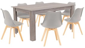 Set de masă Lola 6+1 gri-stejar York