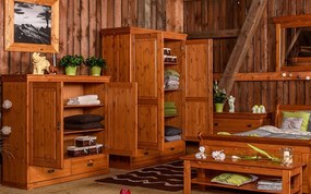 Dulăpior lemn masiv natur Florence, 130 × 50 × 142 cm