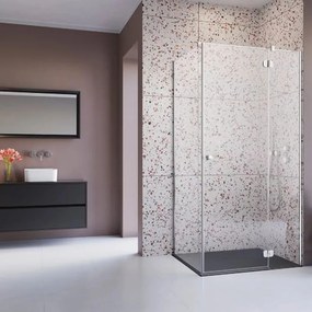 Pachet cabina de dus Torrenta KDJ dreapta 90x90 cm, cadita pentru dus Tinos C Compact alb si sifon cadita crom