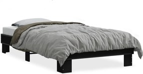 vidaXL Cadru de pat, negru, 100x200 cm, lemn prelucrat și metal