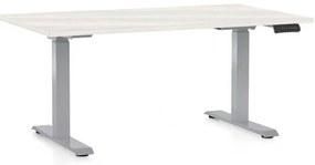 Masă înălțime reglabilă OfficeTech D, 140 x 80 cm, picioare gri, frasin alb