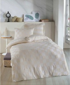 Set lenjerie pat KARELI SATEN, bumbac/poliester, bej, 140x200 cm, cu c