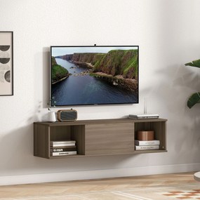 HOMCOM Dulap suspendat, mobilier de depozitare cu 2 compartimente deschise si usa rabatabila, 120 x 30 x 29,5 cm, maro | Aosom Romania