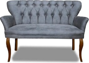 Canapea 2 locuri Cafe cu cotiera culoare gri si picioare din lemn