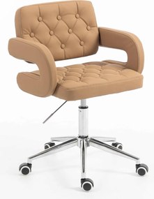 HR8403K Scaun Caramel Piele Ecologica Premium Soft cu Bază Cromata