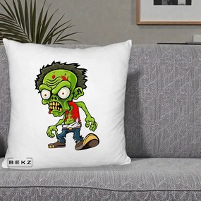 Perna Decorativa Zombie Halloween, 40x40 cm, Alb Pufos, Husa Detasabila, Perna Inclusa, BEKZ®