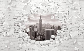 Fototapet - New York și 3D Brickwall (254x184 cm)