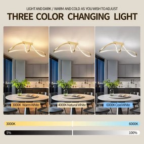 Brilagi-LED Lustră aplicată reglabilă TWISTER LED/60W/230V 3000-6000K auriu + telecomandă