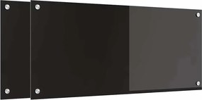 vidaXL Panou de bucătărie 2 pcs Negru 90 x 40 cm sticlă securizată
