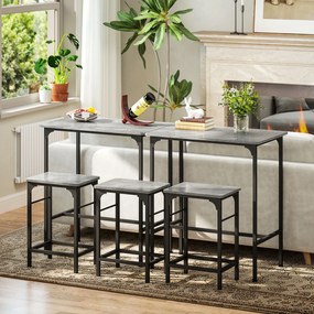HOMCOM Set de bar Bartisch cu set de două taburete cu tampoane antiderapante pentru picioare, gri | Aosom Romania