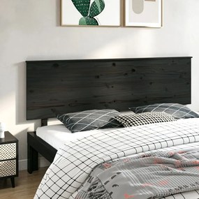 819194 vidaXL Tăblie de pat, negru, 204x6x82,5 cm, lemn masiv de pin