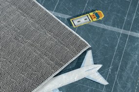 BAMBINO 46990 covor lavabil Aeroport, avioane pentru copii anti-alunecare - verde / gri