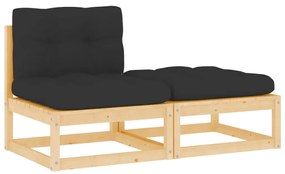 vidaXL Set mobilier de grădină cu perne, 2 piese, lemn masiv de pin