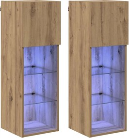 vidaXL Șifonieri pentru TV montate pe perete 2 pcs Stejar Artizanal