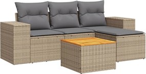 vidaXL Set canapele de grădină cu perne, 5 piese, bej, poliratan