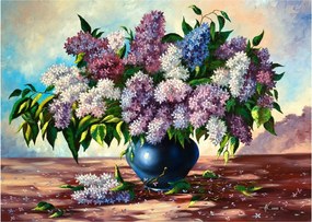Tablou pe sticlă - Buchet de liliac (70x50 cm)