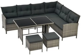 Juskys Set ratan de gradina Manacor - gri