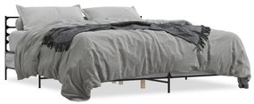 3280065 vidaXL Cadru de pat, gri sonoma, 200x200 cm, lemn prelucrat și metal