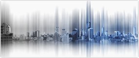 Tablou - Panorama orașului, albastru-gri (120x50 cm)