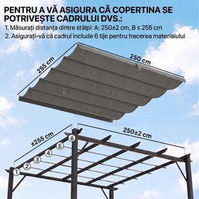 Outsunny Tettuccio di Ricambio per Gazebo 3x3 m con 10 Fori di Drenaggio Grigio | Aosom Romania