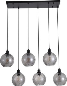 Lustra cu 6 pendule metal negru, sticla fumurie Radiance