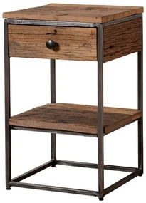 Noptiera din lemn reciclat, aspect rustic, Galion