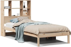 vidaXL Pat cu bibliotecă fără saltea, 90x190 cm, lemn masiv de pin
