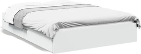 vidaXL Cadru pat cu sertare alb extralucios 140x190 cm, lemn prelucrat