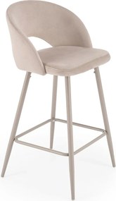 Scaun bar H96, bej deschis/casmir, stofa catifelata/otel, 48x49x89 cm