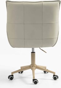 HR560K Scaun Ecru Piele Ecologica Premium Soft cu Bază Crem