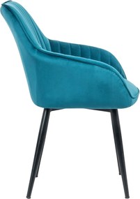 Set de 2 scaune elegante, cu brate si tapiterie din catifea, Turin turcoaz A-38788 VC
