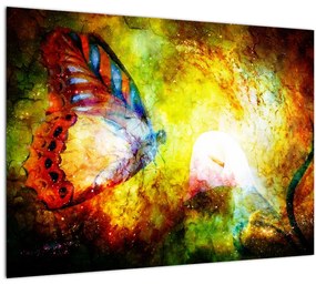 Tablou pe sticlă - Fluture spațial (70x50 cm)