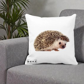 Perna Decorativa Arici Fotorealist, 40x40 cm, Alba Mata, Husa Detasabila, Perna Inclusa, BEKZ®