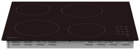 Plită vitroceramică Tesla HV6402MB, 6600W, 9 grade, 4 zone, temporizator, protecție pentru copii, indicator de căldură reziduală, muchie bizotată, negru
