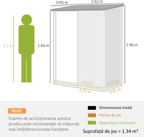 Outsunny Magazie Grădină Mare din Oțel cu Zăvor pentru Grădină, Negru | Aosom Romania