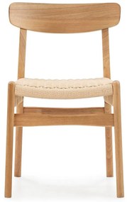 Scaune de dining în culoare naturală 2 buc. din lemn de arbore de cauciuc Biel – MOME