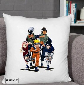 Perna Personalizata Naruto Echipa 7 Kakashi Sensei, 40x40 cm, Alb Pufos, Husa Detasabila, Perna Inclusa, BEKZ®