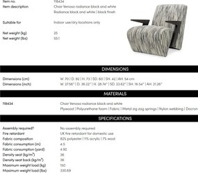 Fotoliu design LUX Venosa, Radiance black and white