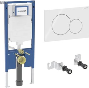 Rezervor WC cu cadru incastrat Geberit Duofix Sigma set fixare si calpeta de actionare Sigma01 alb lucios