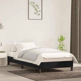 Cadru de pat, negru, 100 x 200 cm, catifea Negru, 25 cm, 100 x 200 cm