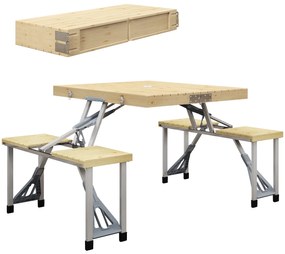 Outsunny Set Picnic Pliabil cu Masa, Scaune, Loc pentru Umbrelă, Cadru Aluminiu, Ideal pentru Camping, Terasă, Gri | Aosom Romania