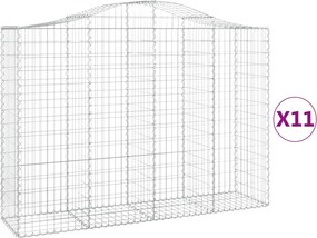 vidaXL Coșuri gabion arcuite 11 buc, 200x50x140/160cm, fier galvanizat