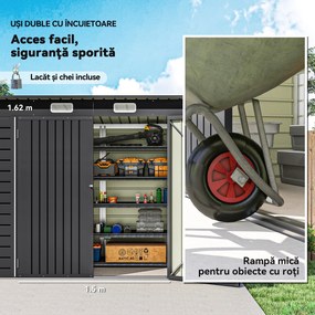 Outsunny Sopron de Gradina de 8 x 4FT Galvanizat Sopron din Metal