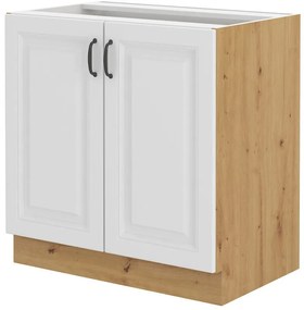 Dulap inferior de bucătărie Sheila 80 D 2F BB (Stejar artisan + Alb). 1032445
