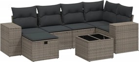 vidaXL Set canapele de grădină cu perne, 7piese gri deschis poliratan