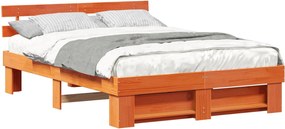 vidaXL Cadru de pat Maroniu cerat 160 x 200 cm Lemn de pin masiv