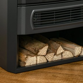 HOMCOM Soba electrică, flăcări realiste, 2 moduri de încălzire, protecție împotriva supraîncălzirii, oțel, negru, 44,5 x 32 x 74 cm | Aosom Romania