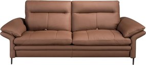 Canapea 3 locuri, tapitata cu piele naturala, spatar rabatabil Maro